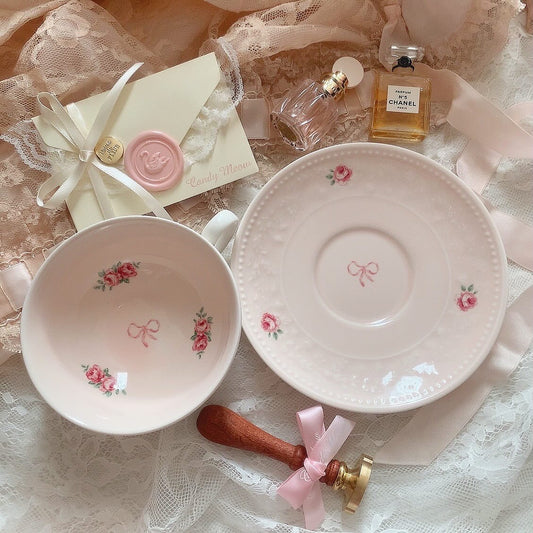 Rose ribbon cup&saucer