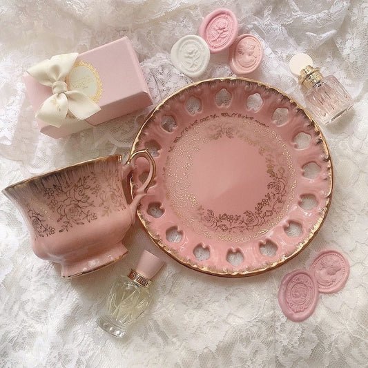 Adorable pink cup&saucer