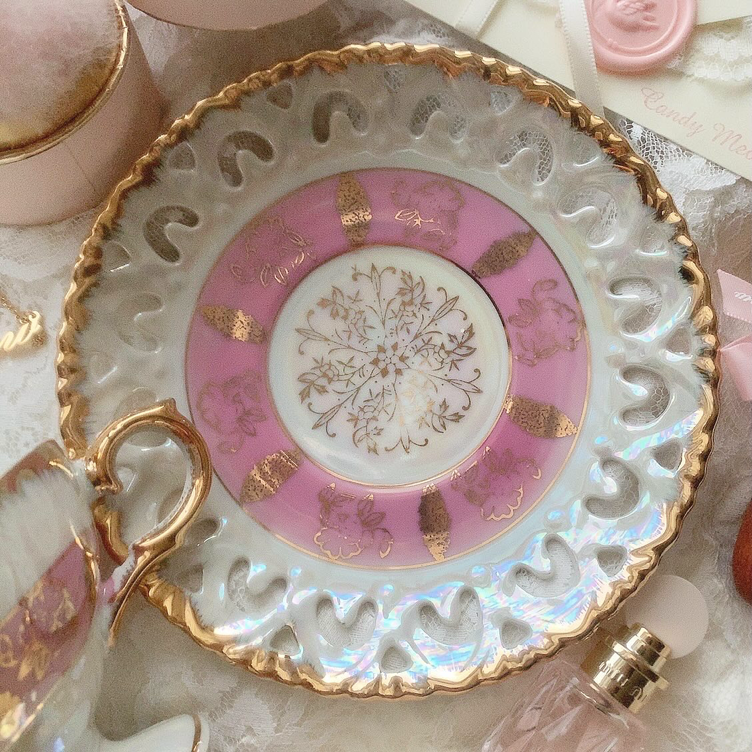 Vintgage pearl pink cup&saucer