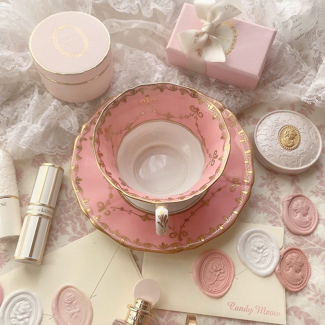 English pink cup&saucer