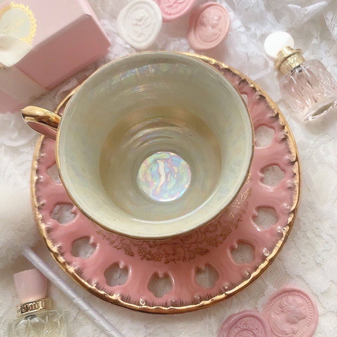 Adorable pink cup&saucer