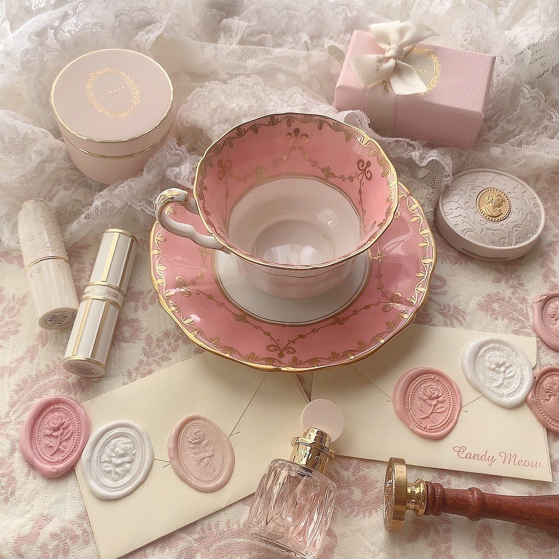 English pink cup&saucer