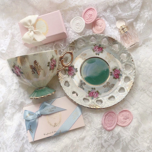 mint green cup&saucer