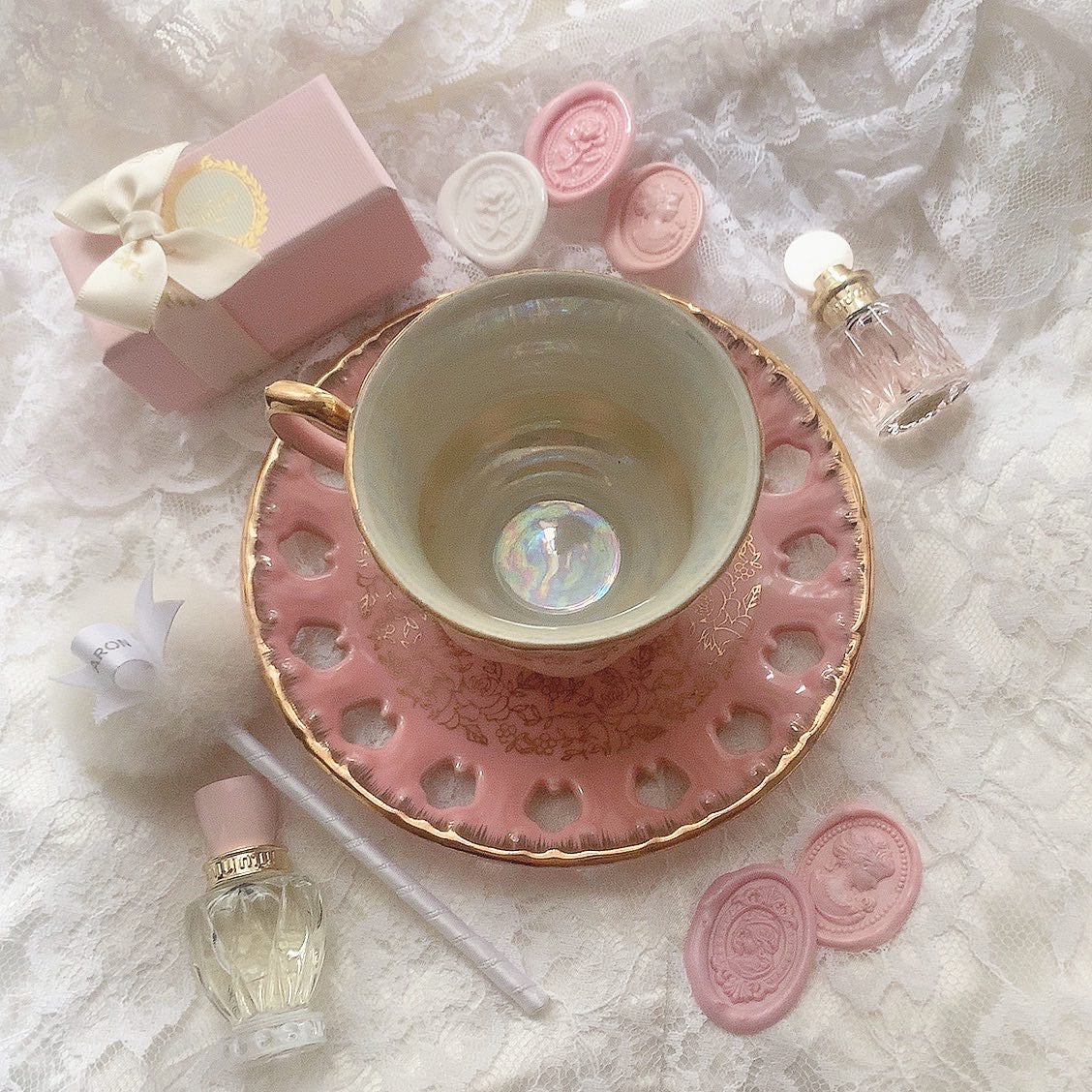 Adorable pink cup&saucer