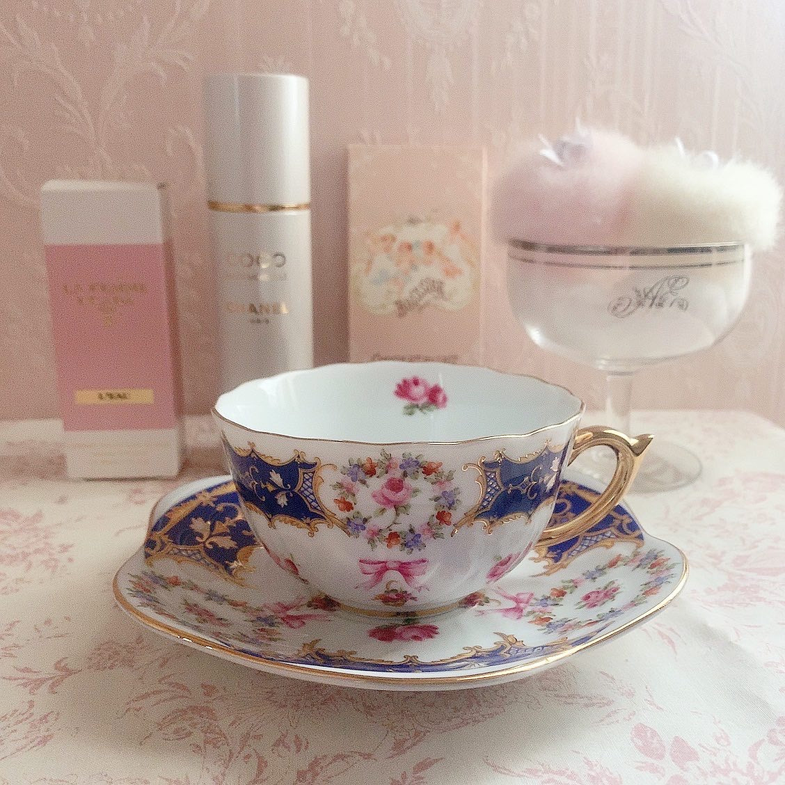 Blue rose garden cup&saucer