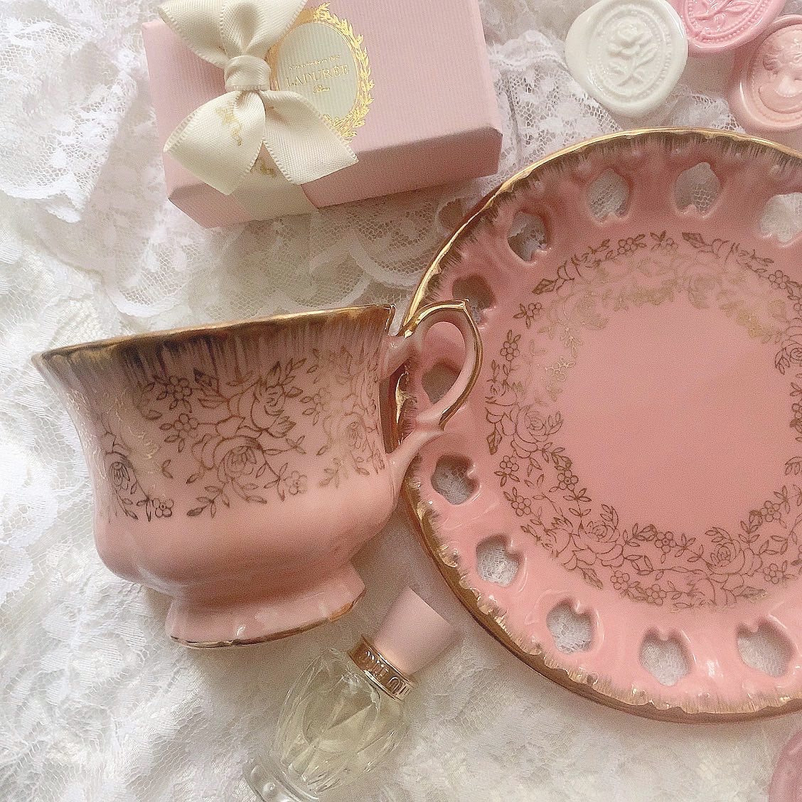 Adorable pink cup&saucer