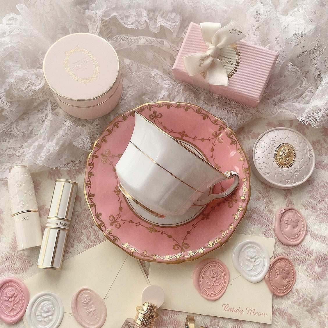 English pink cup&saucer