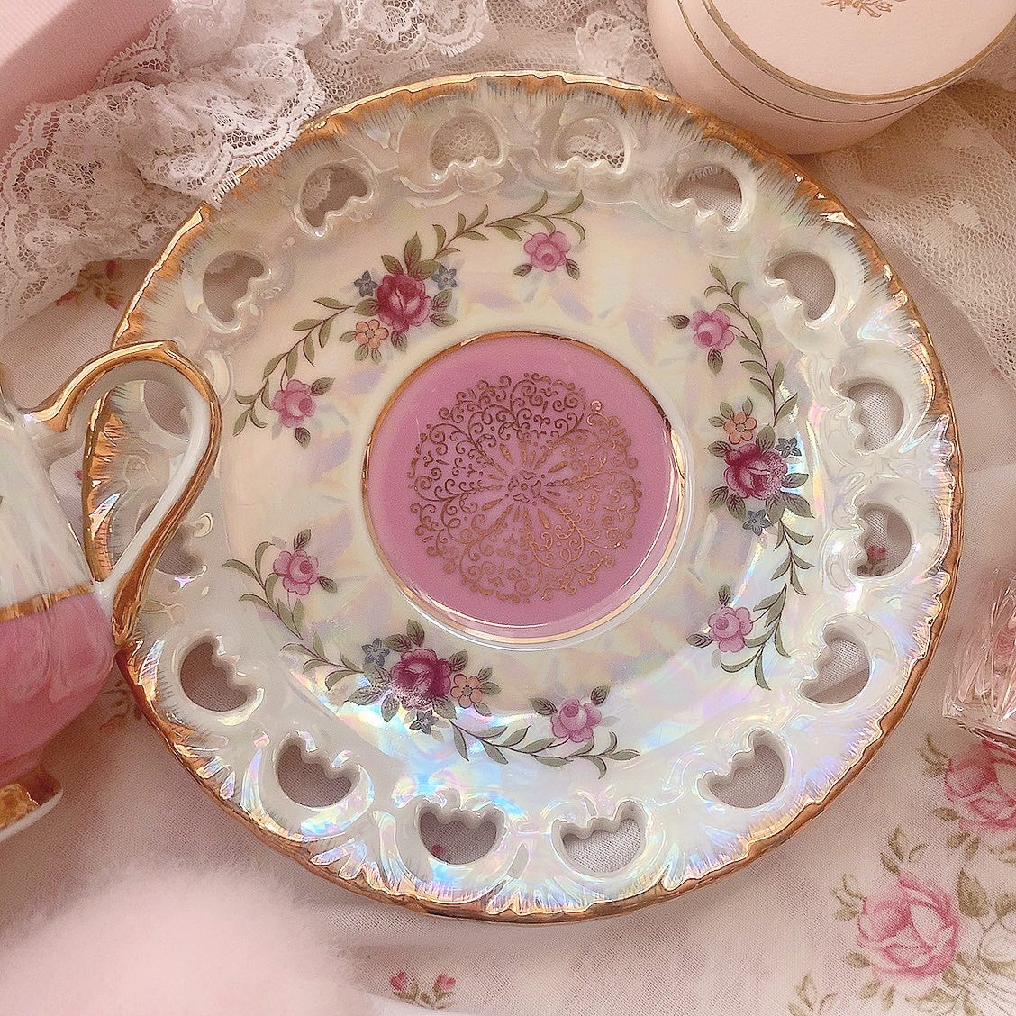 Pink aurora cup&saucer