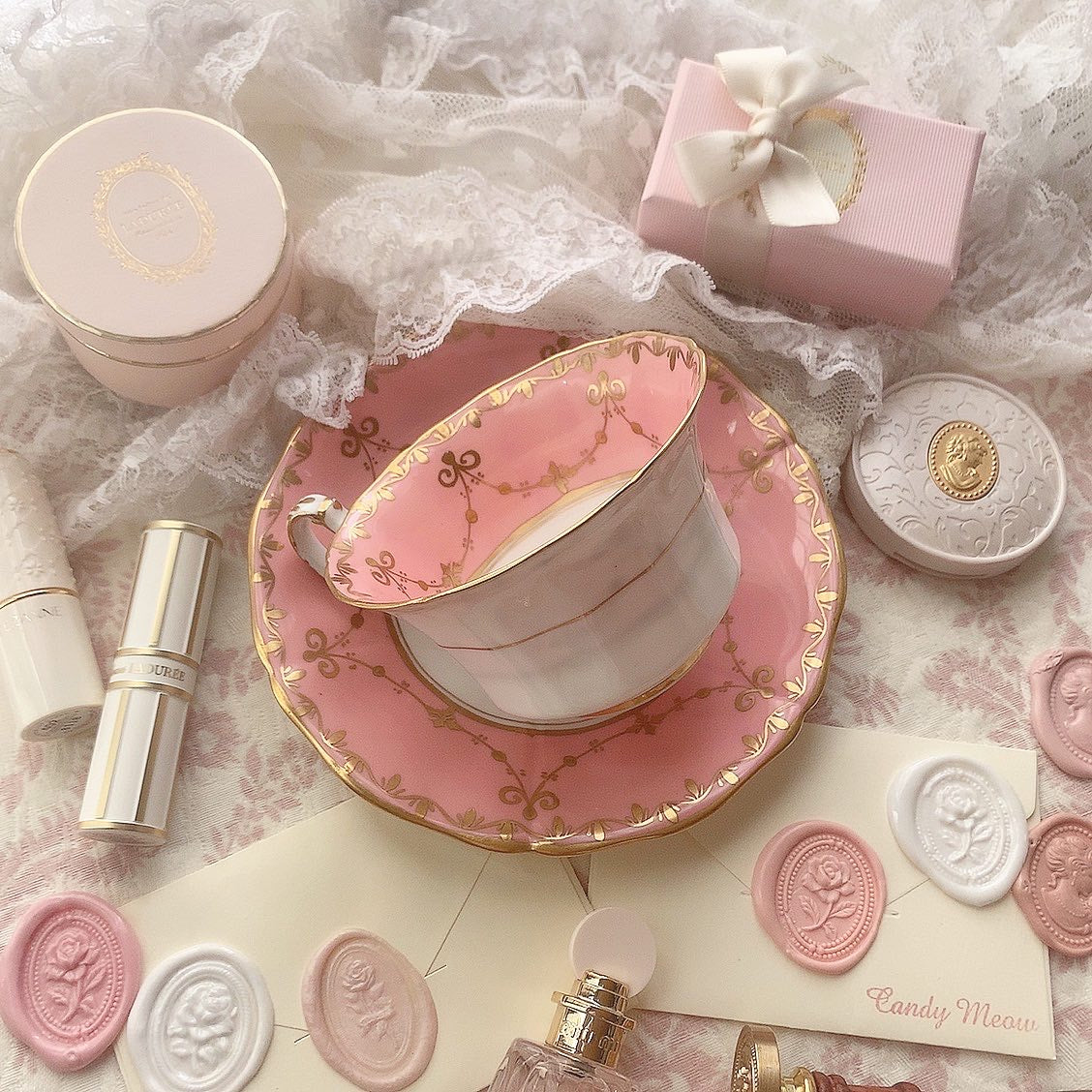 English pink cup&saucer